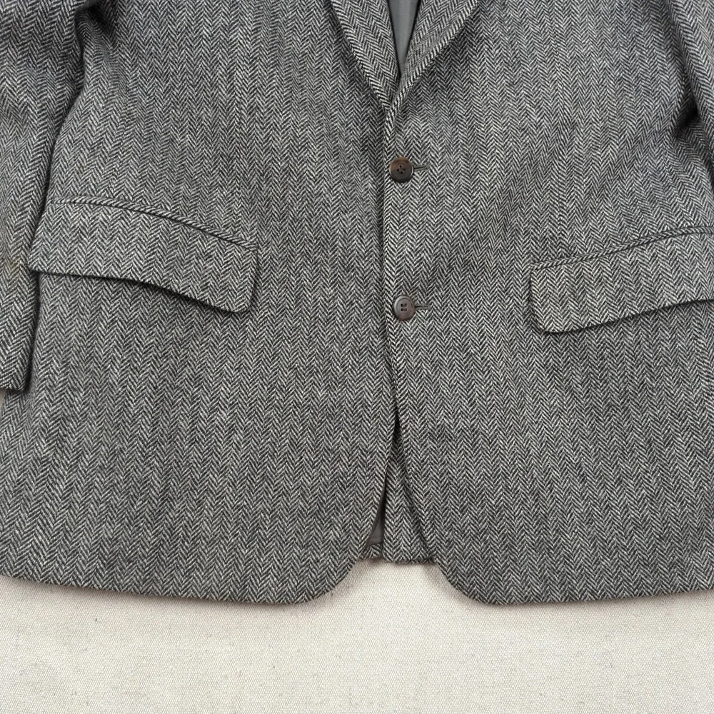 Orvis Blazer Mens 42R Gray Wool Herringbone Sport Coat Jacket USA Made